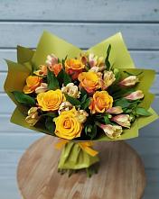 Букет цветов из:  Альстромерии и Розы в Куликовых Копанях
