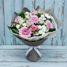 Букет цветов из:  Герберы, Альстромерии и Хризантемы в Куликовых Копанях