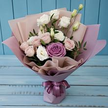 Букет цветов из:  Розы и Лизиантусы в Куликовых Копанях