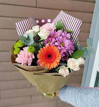 Букет цветов из:  Розы, Хризантемы, Гвоздики и Герберы #REPLACE_PRED# Куликовых Копанях