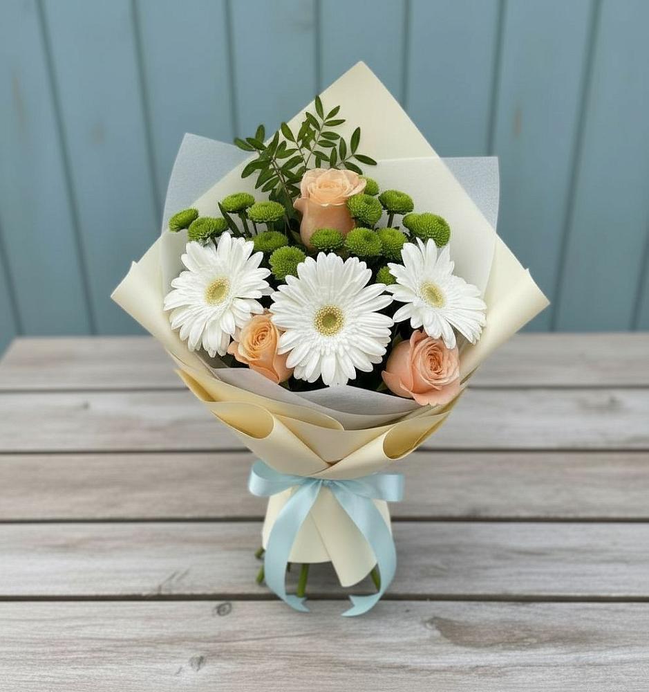 Букет цветов из: Герберы, Розы и Хризантемы в Куликовых Копанях