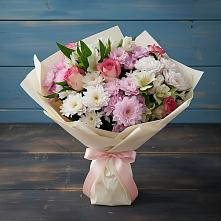 Букет цветов из:  Хризантемы, Альстромерии и Розы в Куликовых Копанях