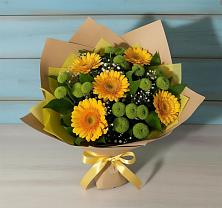 Букет цветов из:  Герберы и Хризантемы в Куликовых Копанях