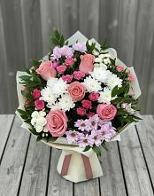 Букет цветов из:  Альстромерии, Гвоздики, Розы и Хризантемы в Куликовых Копанях