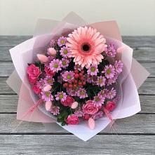 Букет цветов из:  Розы, Герберы и Хризантемы в Куликовых Копанях