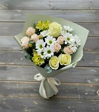Букет цветов из:  Альстромерии, Розы и Хризантемы в Куликовых Копанях
