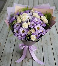 Букет цветов из:  Хризантемы и Розы в Куликовых Копанях