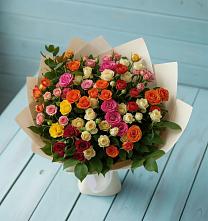Букет Микс из разноцветных кустовых роз в Куликовых Копанях
